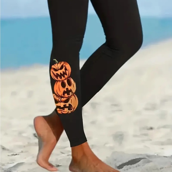 Halloween 🎃 Pumpkin Print Leggings - Picture 4 of 7
